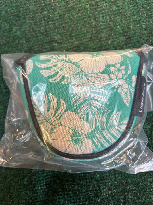 Logie Joes Teal and White  Floral Mallet Style Putter Cover